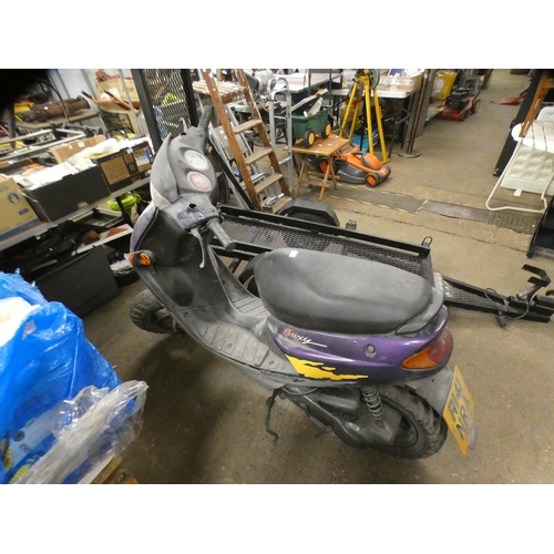 2506 - Peugeot Buxy 49cc purple scooter - R141 NRA - sold for spares or repair - to be sold at 12 o'clock