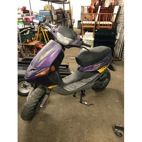 2506 - Peugeot Buxy 49cc purple scooter - R141 NRA - sold for spares or repair - to be sold at 12 o'clock