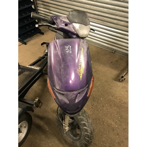 2506 - Peugeot Buxy 49cc purple scooter - R141 NRA - sold for spares or repair - to be sold at 12 o'clock