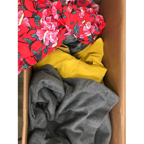 2359 - Box of mixed women's clothing, some new unused some with damp stains