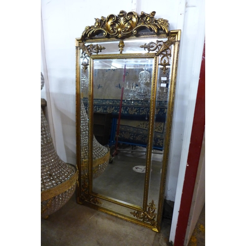 26 - A large gilt French style gilt framed mirror with crest, 183 x 90cms  (M32168)   #