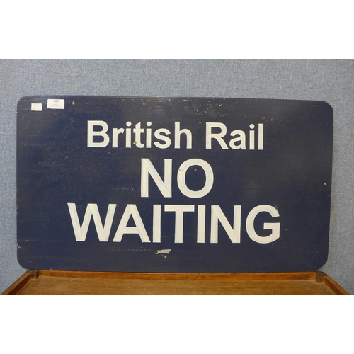 380 - A painted metal British Rail, No Waiting sign