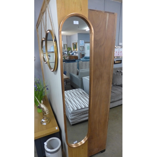 1449 - A copper effect framed oval mirror, H 130cms (660735)   #