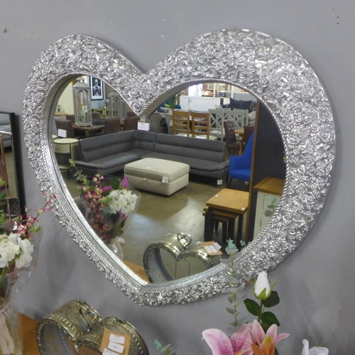 1460 - A Rosa heart shape silver mirror, 110cms x 91cms (MR036CR70)   #