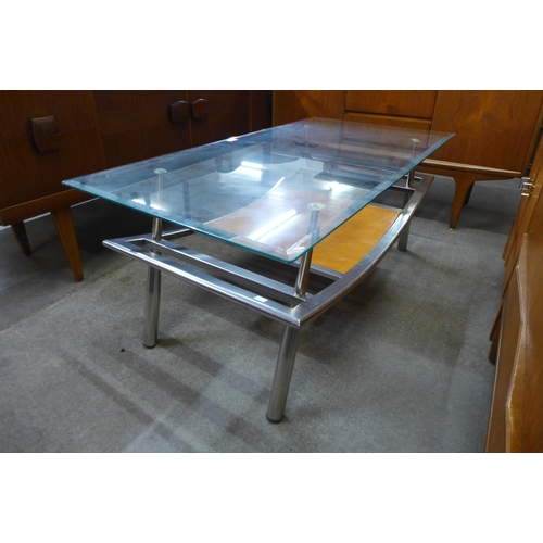 101 - A chrome and glass topped coffee table