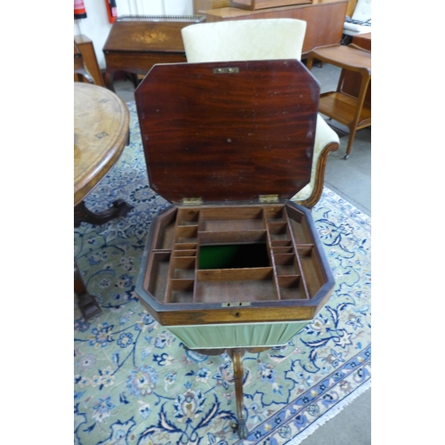 3 - A Regency rosewood and brass inlaid lady's sewing table