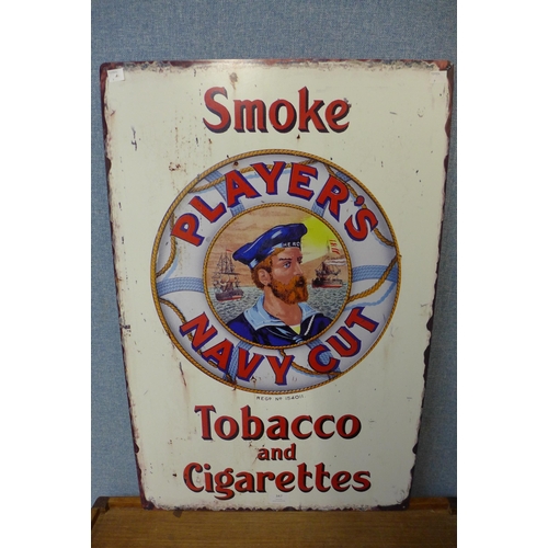 347 - A reproduction Players Navy Cut metal advertising sign