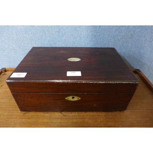 349 - A Victorian rosewood writing slope