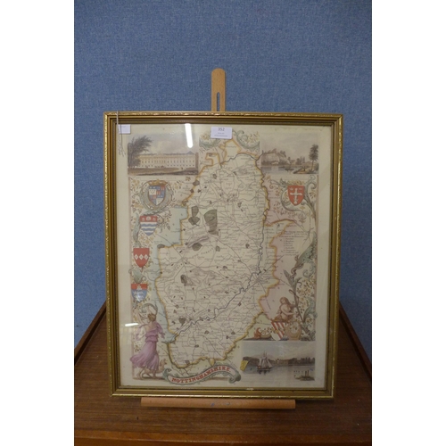 352 - A map of Nottinghamshire and a small artist's easel