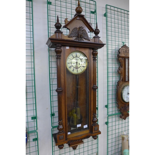 361 - A 19th Century walnut Vienna double weight wall clock