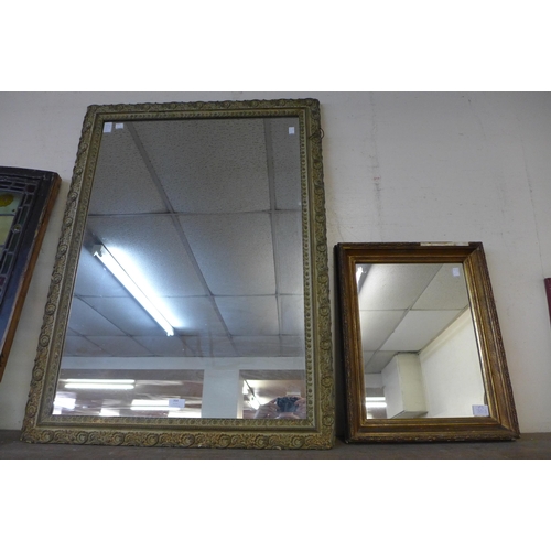 364 - A French green and parcel gilt framed mirror and one other