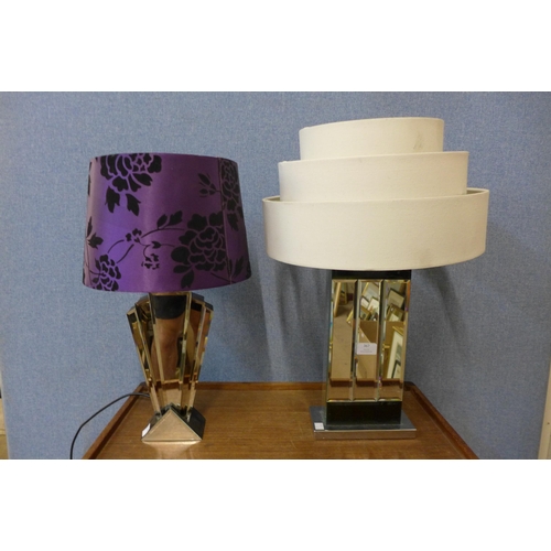 367 - Two Art Deco style mirrored table lamps