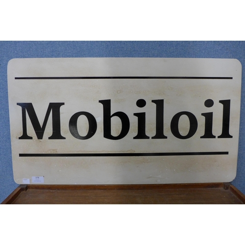 378 - A reproduction Mobil Oil painted tin sign