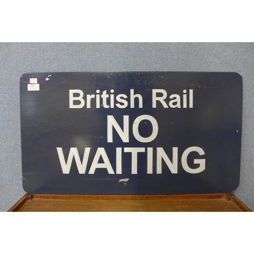 380 - A painted metal British Rail, No Waiting sign