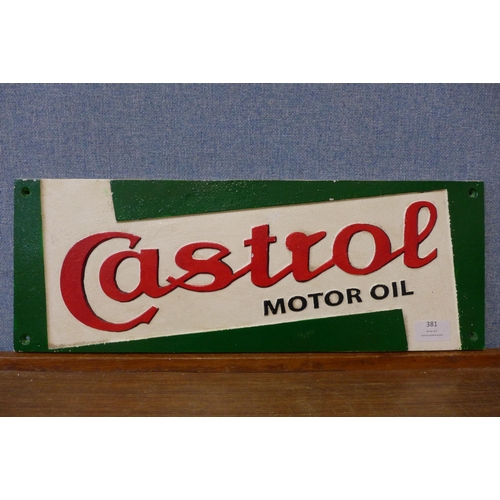 381 - A reproduction Castrol Motor Oil cast iron sign