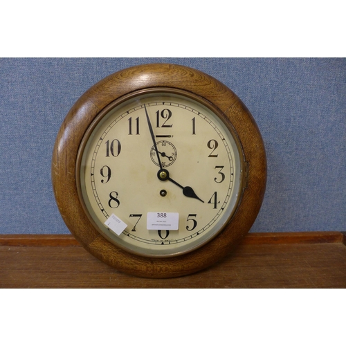 388 - A beech circular wall clock