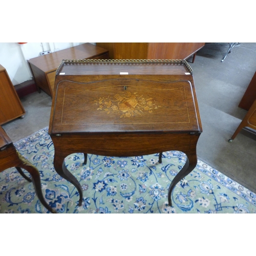 4 - A 19th Century French marquetry inlaid rosewood and gilt metal mounted bureau de dame