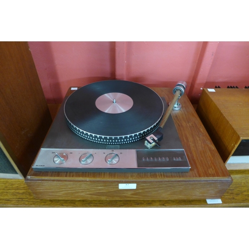 47 - A Garrard 401 turntable, a pair of Wharfedale speakers and a J.E. Sugden Class A stereo amplifier, s... 