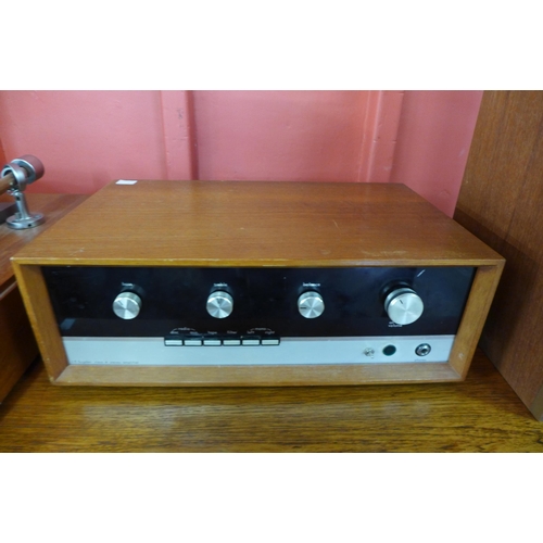 47 - A Garrard 401 turntable, a pair of Wharfedale speakers and a J.E. Sugden Class A stereo amplifier, s... 