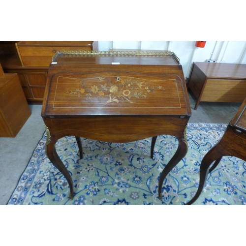 5 - A 19th Century French marquetry inlaid rosewood and gilt metal mounted bureau de dame