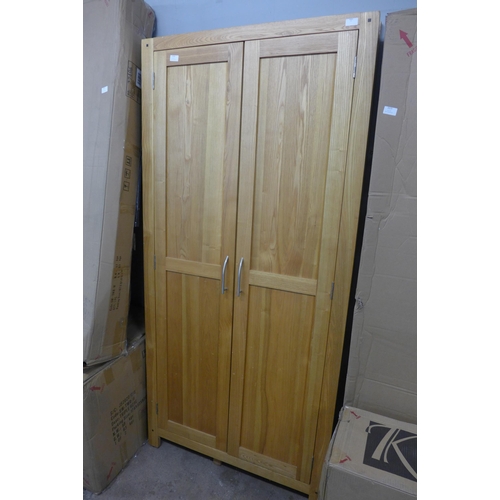 1490 - A rustic oak full hanging double wardrobe * this lot is subject to VAT - missing parts