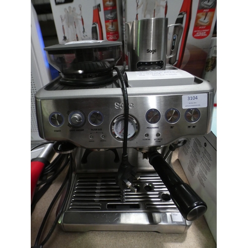 3104 - Sage Pump Coffee Machine, RRP £449.99 + VAT (240-255) * This lot is subject to VAT