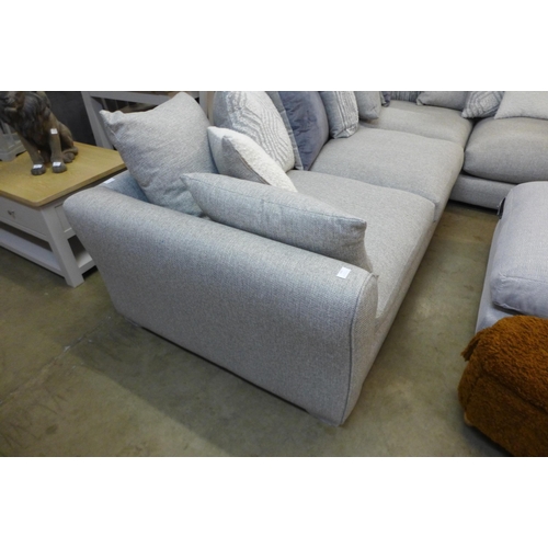 1301 - A designer grey upholstered corner sofa/chaise with contrasting footstool