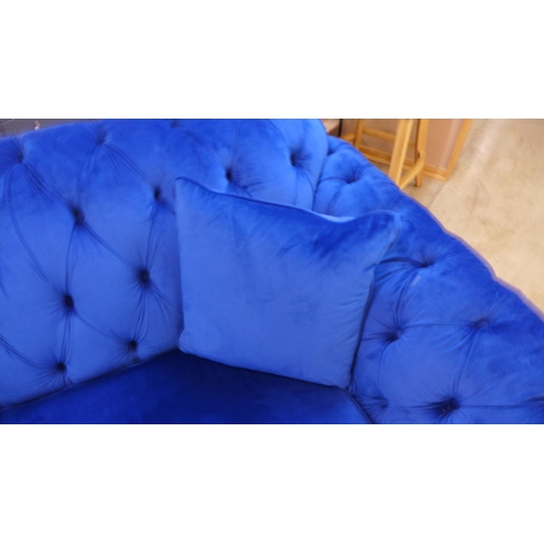 1302 - Bordeaux Four Seater Navy Velvet Sofa, RRP £791.66 + VAT (4071-10) * This lot is subject to VAT