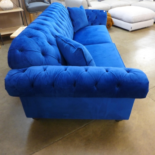 1302 - Bordeaux Four Seater Navy Velvet Sofa, RRP £791.66 + VAT (4071-10) * This lot is subject to VAT