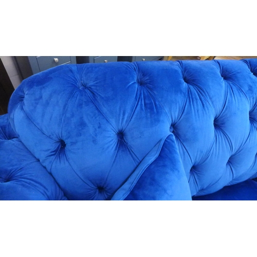 1302 - Bordeaux Four Seater Navy Velvet Sofa, RRP £791.66 + VAT (4071-10) * This lot is subject to VAT