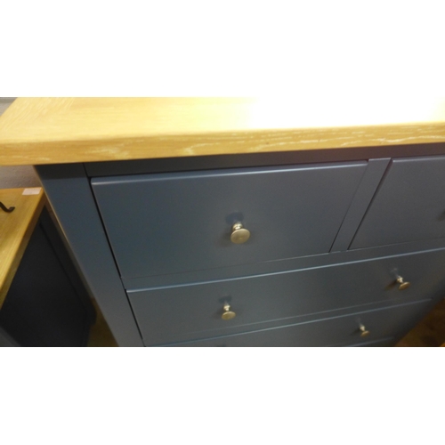 1330 - A Chichester blue painted oak two over three drawer chest