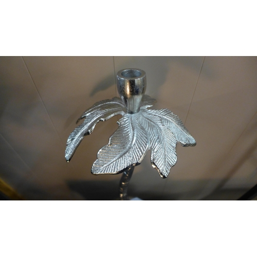 1342 - A silver palm tree candle holder, H 40cms (2445907)   #