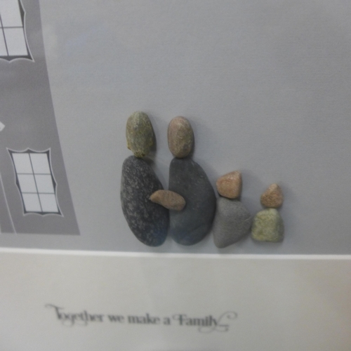 1348 - A handmade pebble picture 'Together we make a family' H50cm (PPL24)