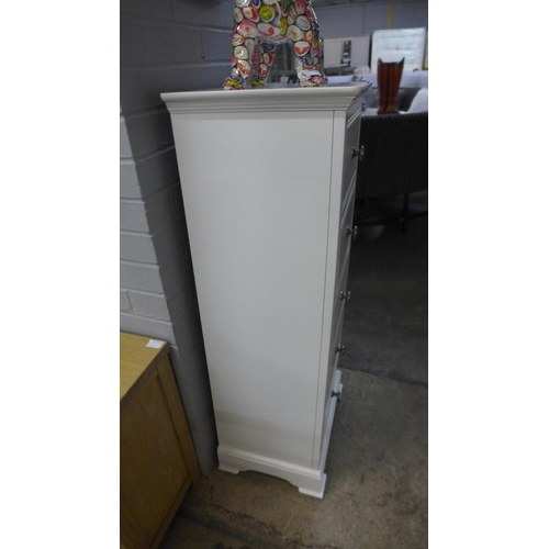 1393 - A white painted five drawer tallboy (odd mark)