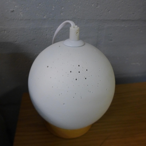 1420 - A porcelain spherical lamp with etched dots on a wooden base (LP02810)   #