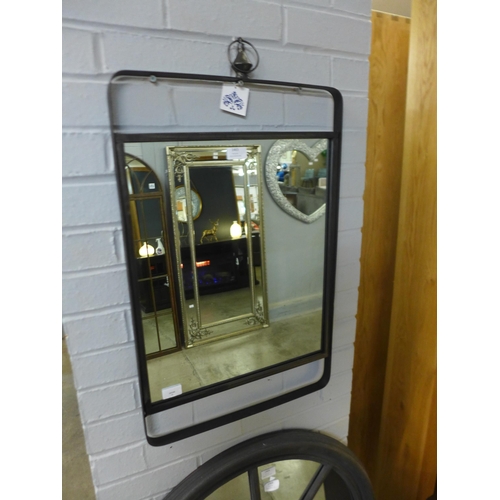 1465 - An industrial portrait black metal framed mirror, H81cms x W45cms (RFB2924)   #