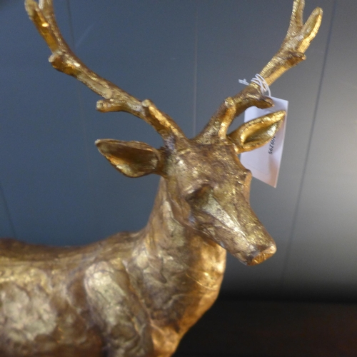 1470 - A gold ornamental stag, H 35cms (612310)   #