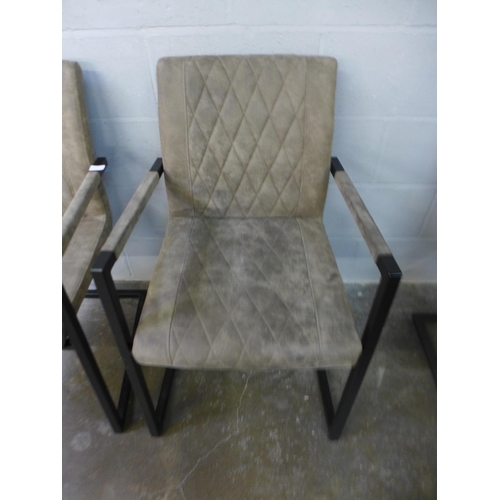 1481 - A pair of leather effect side chairs with industrial style legs