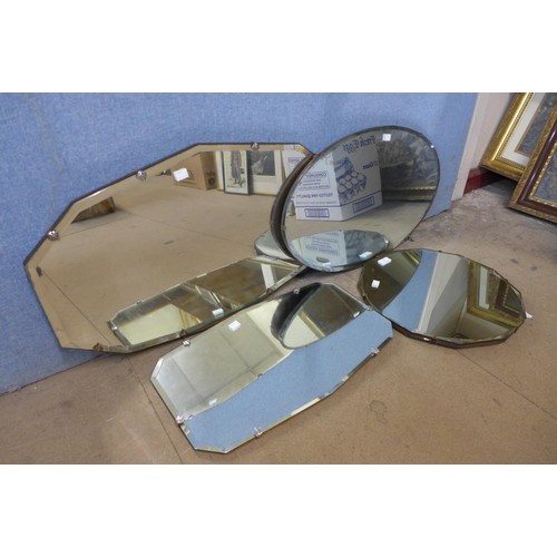 371 - Four bevelled edge mirrors