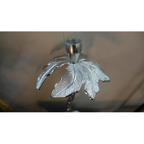 1343 - A silver palm tree candle holder, H 40cms (2445907)   #