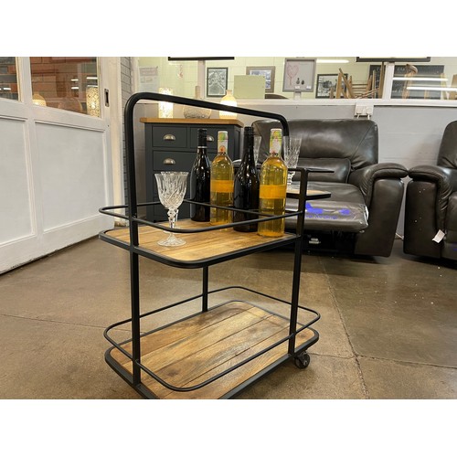 1356 - An iron and mango wood drinks trolley, H 81cms,  W 61cms (683269)   #