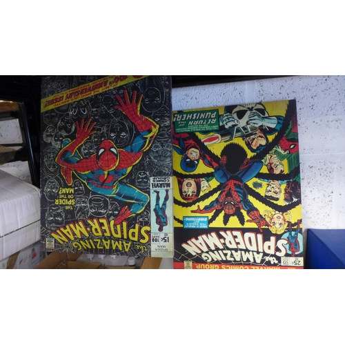 2077 - 3 Marvel/Spiderman canvas prints & 1 DC Comics canvas print, approx. size: 15 x 10