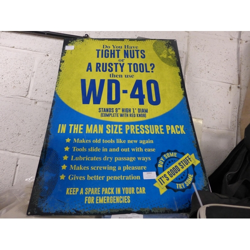 2092 - WD40 tin rusty tool comic sign, approx 30 x 15