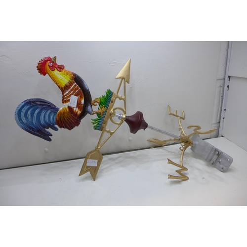 2098 - Cast iron heavy, Cockerel weather vane * This lot is subject to VAT