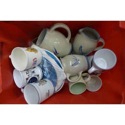 1195 - Three boxes of assorted china including two tea sets (one Japanese), a lustre vase with an iris desi... 