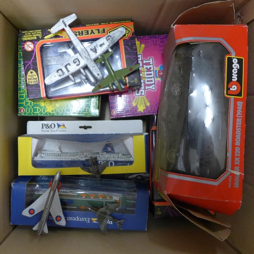 1197 - Model vehicles and toys including aircraft, ferries and two Jaguars, etc.  **PLEASE NOTE THIS LOT IS... 