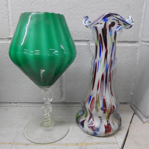 1200 - Two coloured glass vases  **PLEASE NOTE THIS LOT IS NOT ELIGIBLE FOR POSTING AND PACKING**