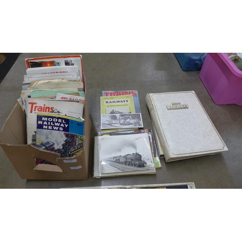 1211 - Railway books, magazines and three History of Railways binders plus three Giles softback books  **PL... 