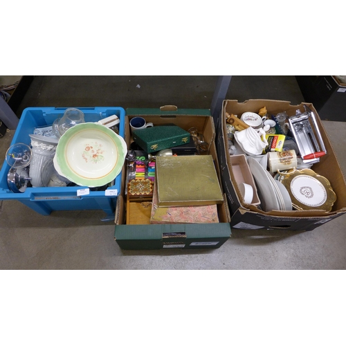 1232 - Three boxes of china, glassware, kitchenalia, etc.  **PLEASE NOTE THIS LOT IS NOT ELIGIBLE FOR POSTI... 