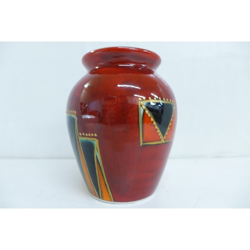 611 - An Anita Harris art pottery vase, hand painted Ali Baba shape in the Deco design, signed by Anita Ha... 